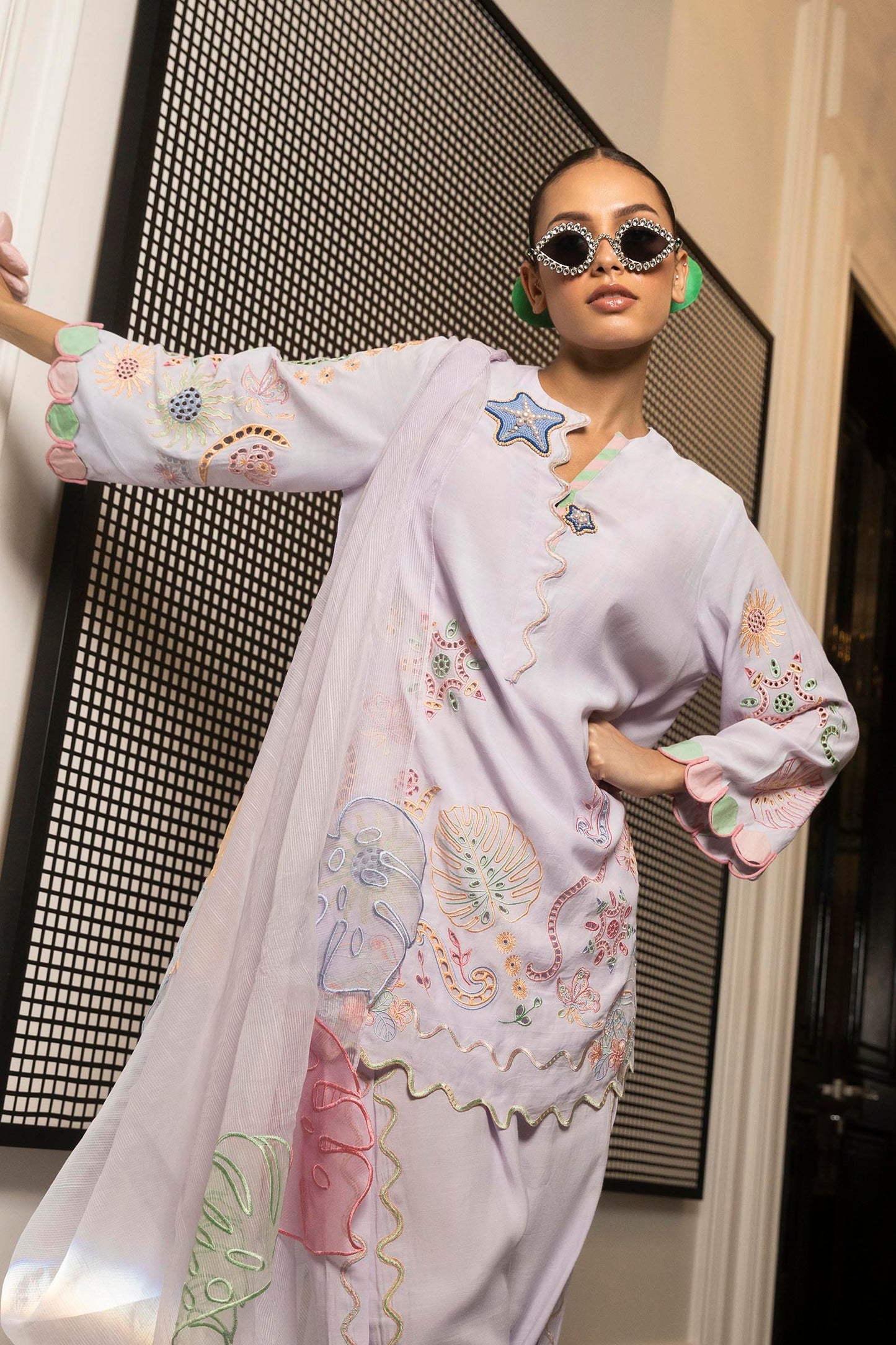 Stitched Embroidered Raw Silk Shirt + Shalwar