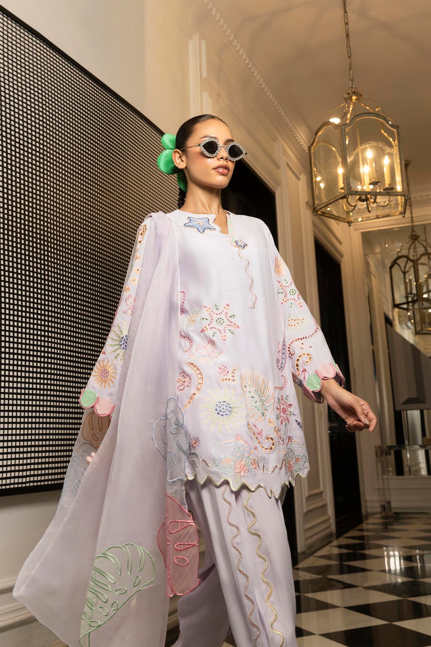 Stitched Embroidered Raw Silk Shirt + Shalwar