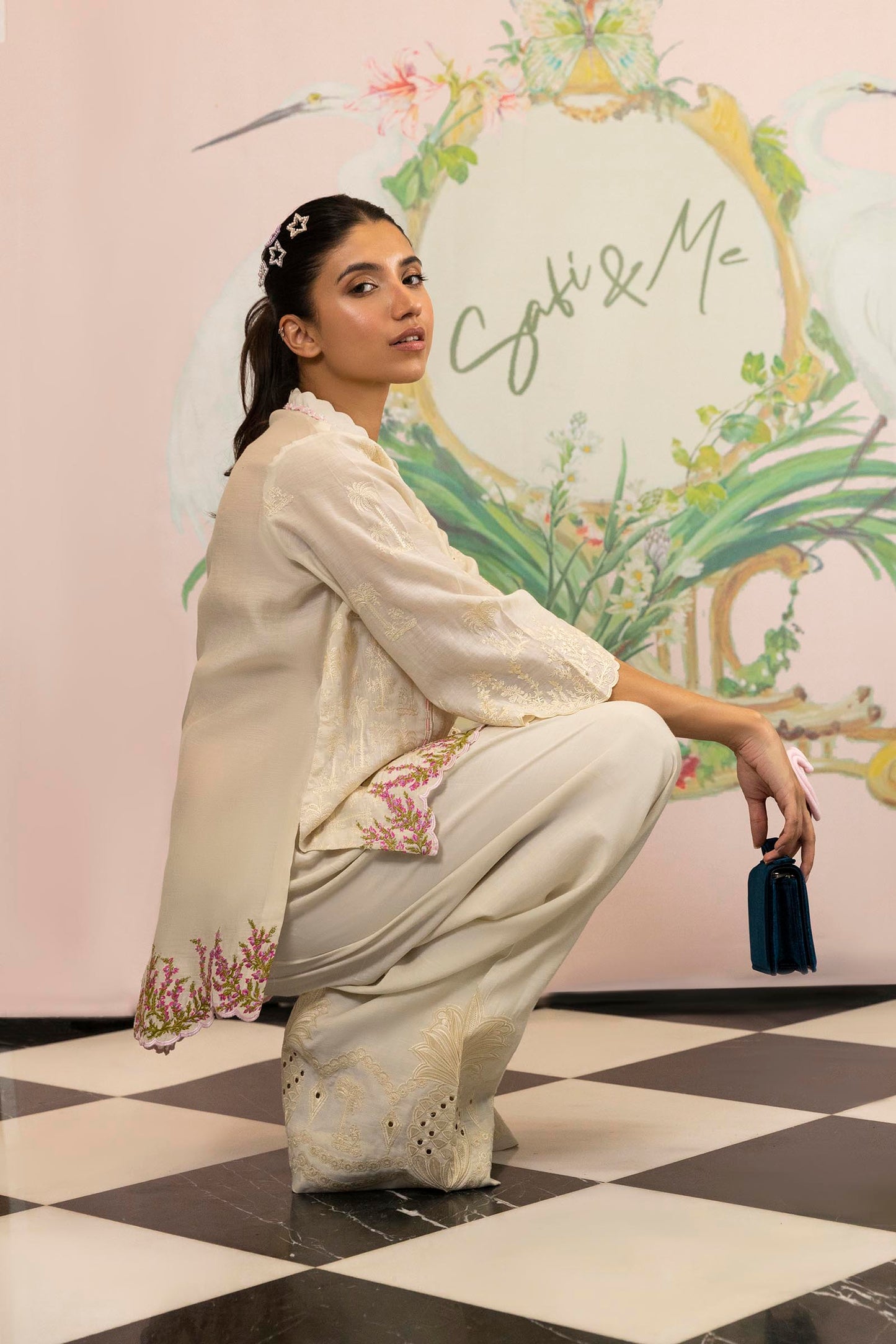 Stitched Embroidered Swiss Cotton Shirt + Shalwar