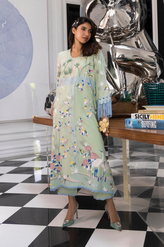 Stitched Embroidered Raw Silk Shirt + Trouser