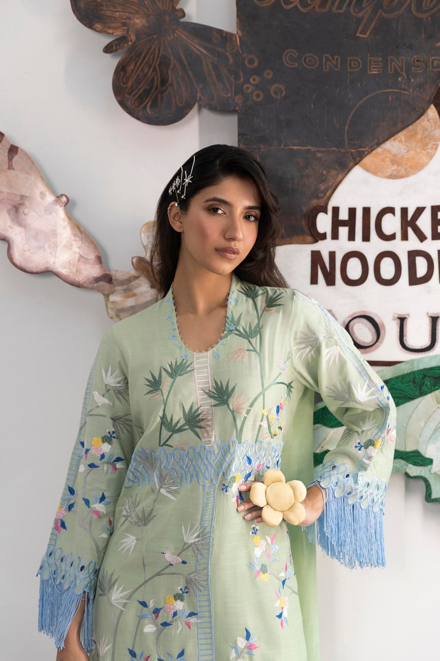 Stitched Embroidered Raw Silk Shirt + Trouser