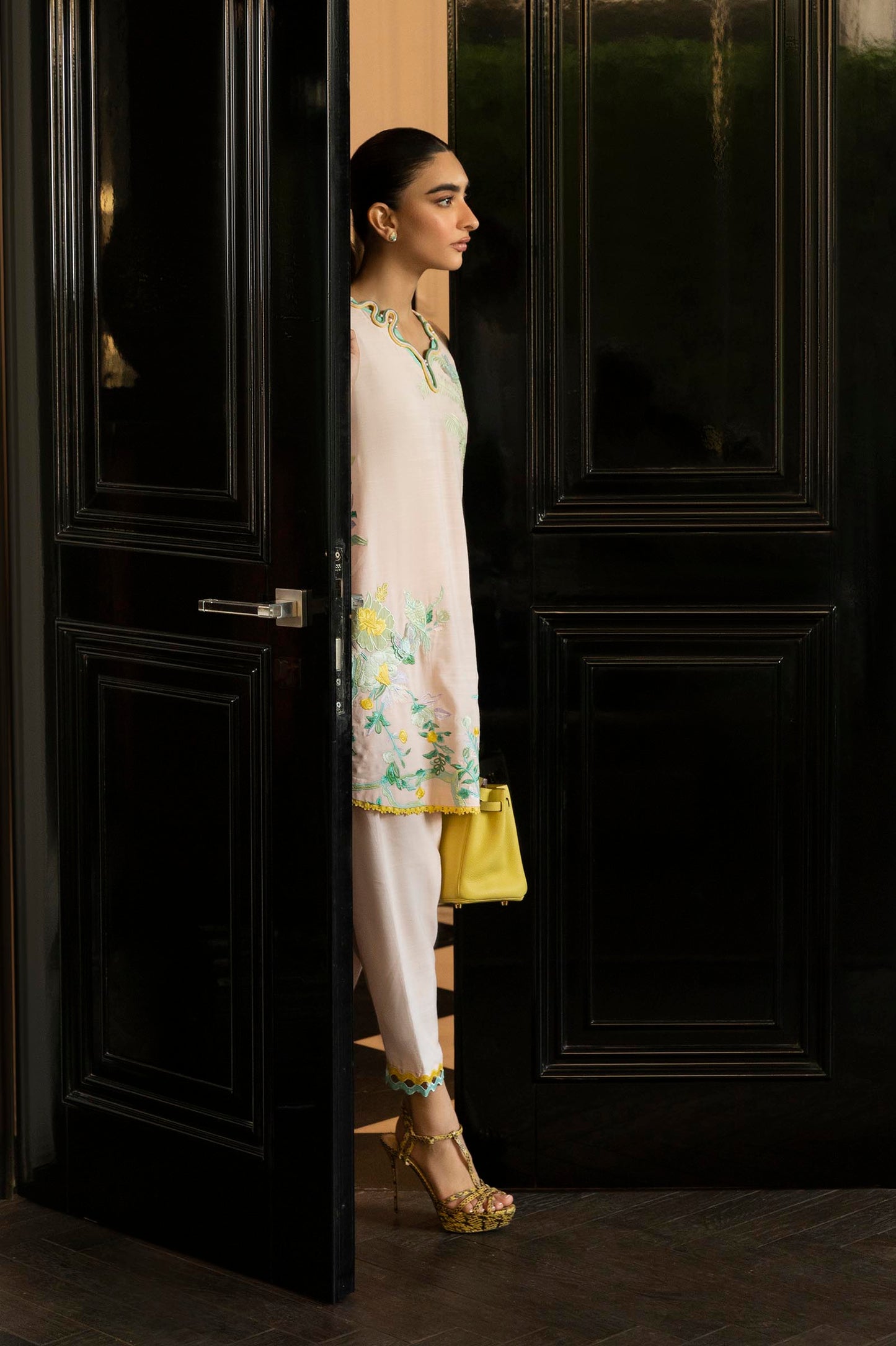 Stitched Embroidered Raw Silk Shirt + Shalwar