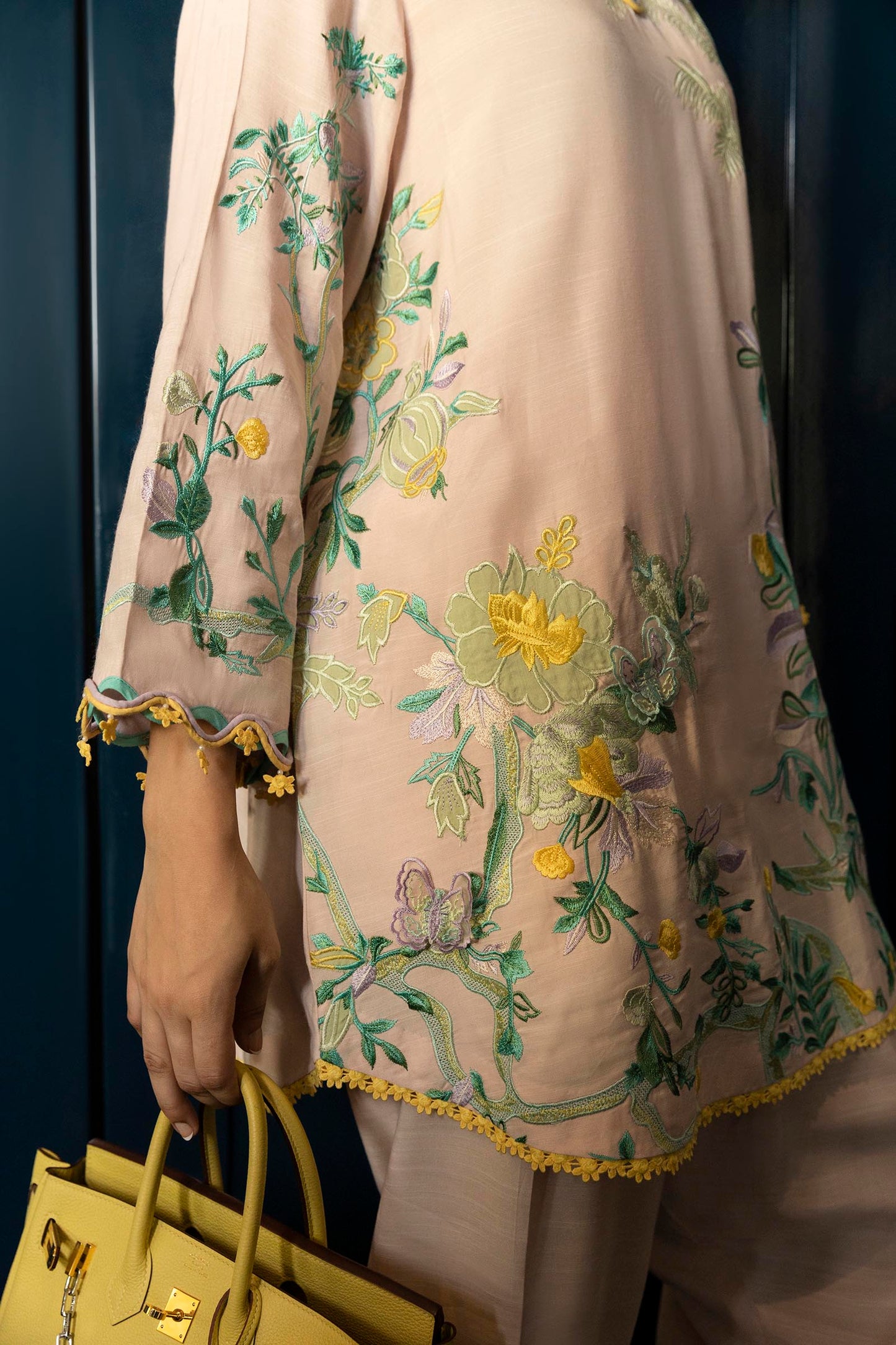 Stitched Embroidered Raw Silk Shirt + Shalwar