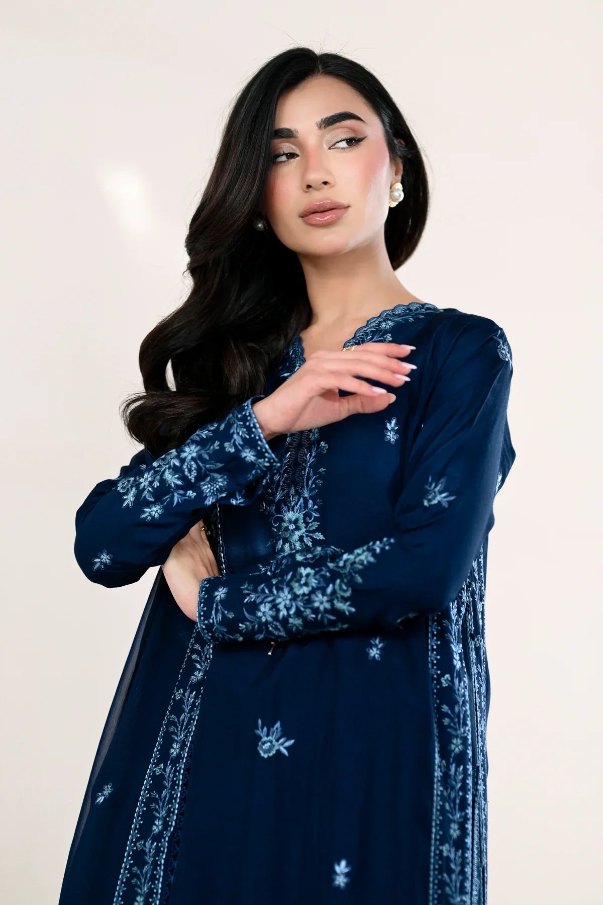 Ready To Wear SS '26 - NAVY BLUE LUXURY EMBROIDERED LAWN 3PCS SET | NPA3-26414