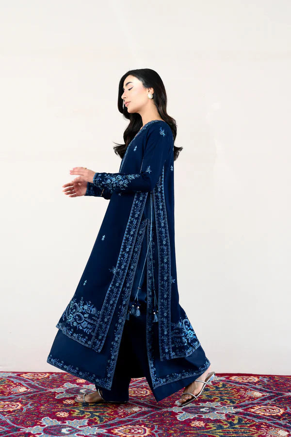 Ready To Wear SS '26 - NAVY BLUE LUXURY EMBROIDERED LAWN 3PCS SET | NPA3-26414