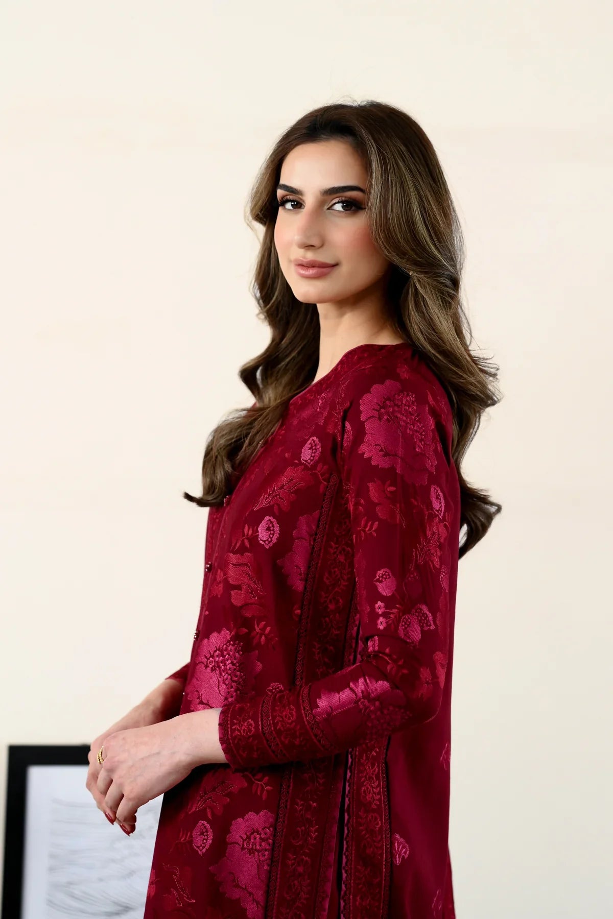 Ready To Wear SS '26 - MAROON LUXURY EMBROIDERED LAWN 3PCS SET | NPA3-26419