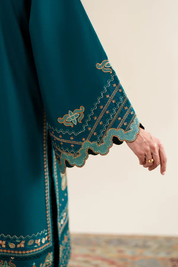 Ready To Wear SS '26 - RICH TEAL LUXURY EMBROIDERED 3PCS SET | NPA3-26421