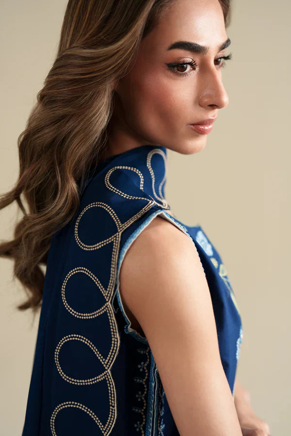 Ready To Wear SS '26 - DEEP BLUE LUXURY EMBROIDERED 3PCS SET | NPA3-26426
