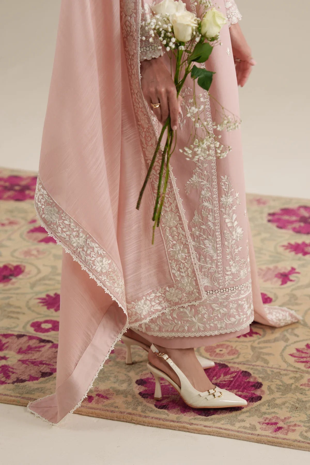 BLUSH PINK LUXURY EMBROIDERED 3PCS SET