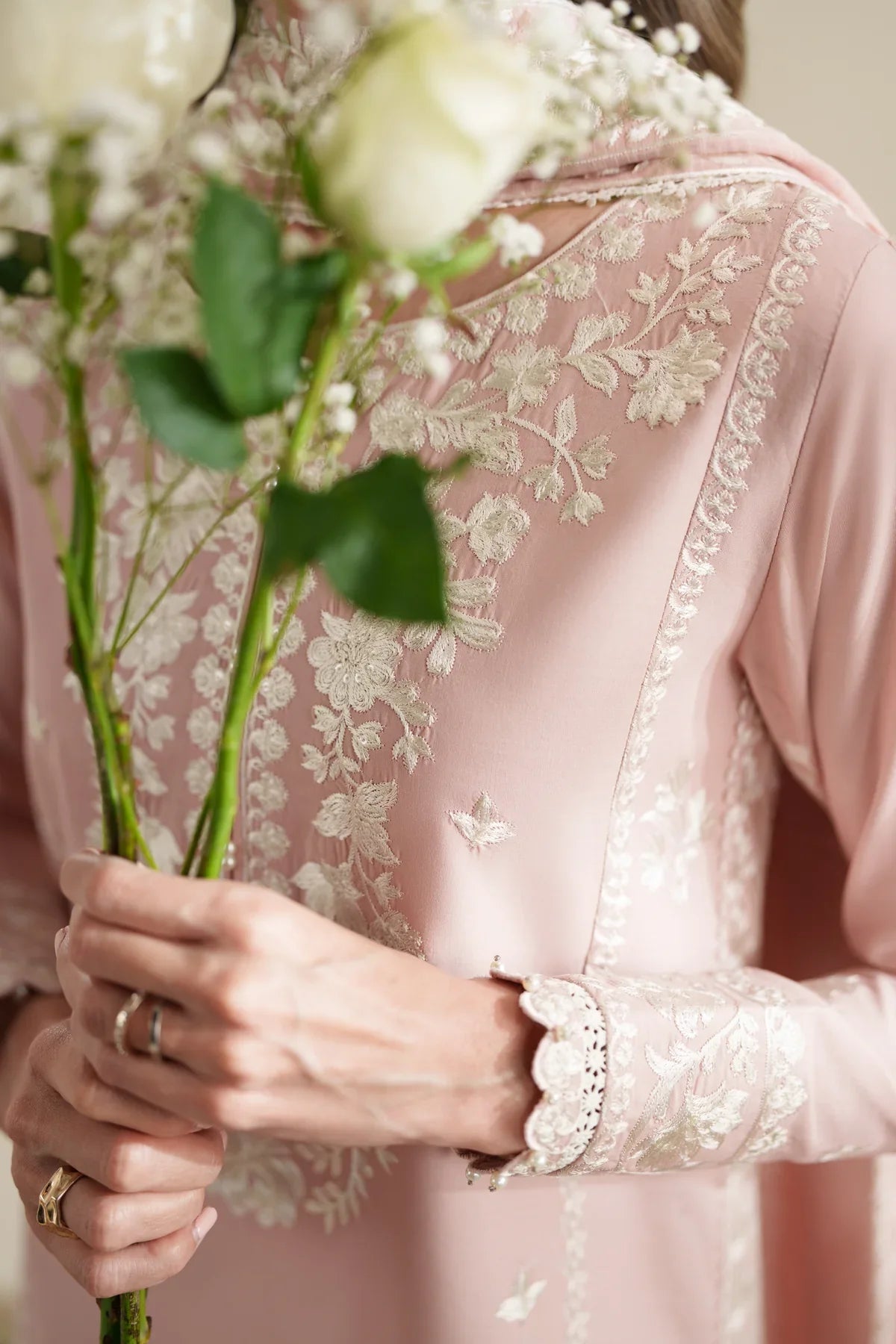 BLUSH PINK LUXURY EMBROIDERED 3PCS SET