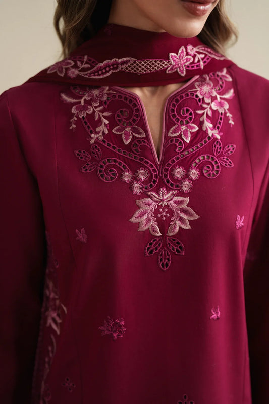 Ready To Wear SS '26 - DEEP PINK LUXURY EMBROIDERED 3PCS SET | NPA3-26425