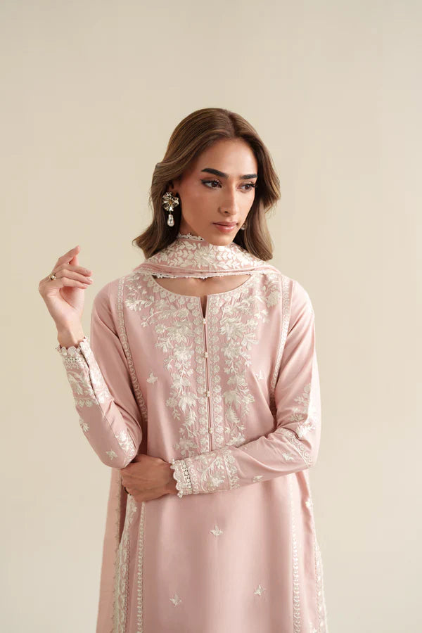 BLUSH PINK LUXURY EMBROIDERED 3PCS SET