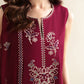 Ready To Wear SS '26 - DEEP BURGUNDY LUXURY EMBROIDERED 3PCS SET | NPA3-26420