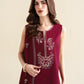 Ready To Wear SS '26 - DEEP BURGUNDY LUXURY EMBROIDERED 3PCS SET | NPA3-26420