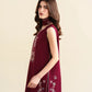 Ready To Wear SS '26 - DEEP BURGUNDY LUXURY EMBROIDERED 3PCS SET | NPA3-26420
