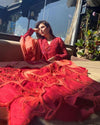 Long Embroidered Angarkha With Statement Dupatta