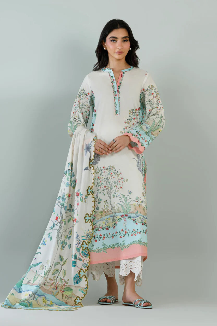 Eid Edit '26 - Stitched Printed Lawn Shirt+ Dupatta | SS26BSP185P2D