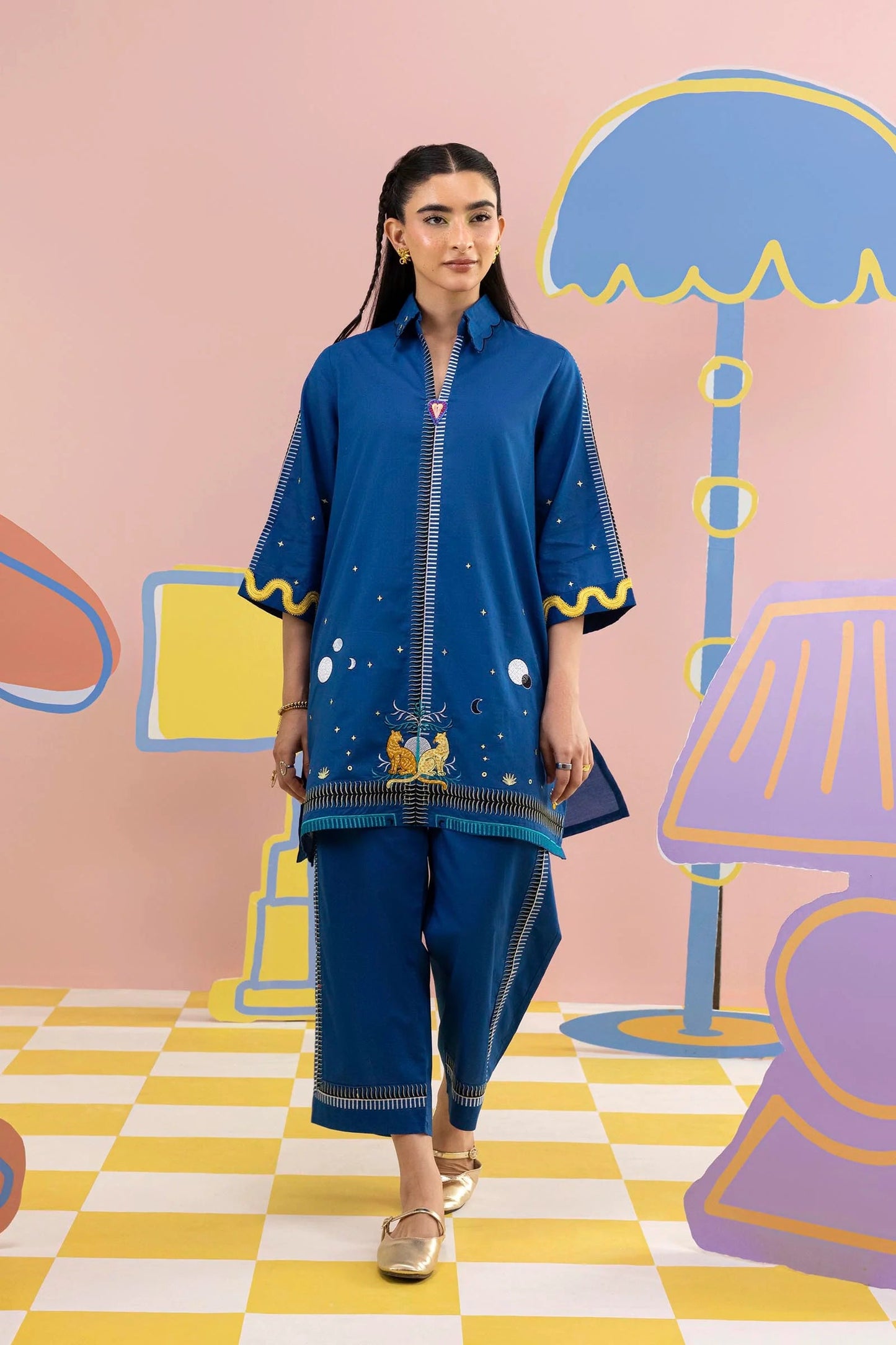 New In '26 - Stitched Embroidered Lawn Shirt + Culotte | SS26ESE302P2T