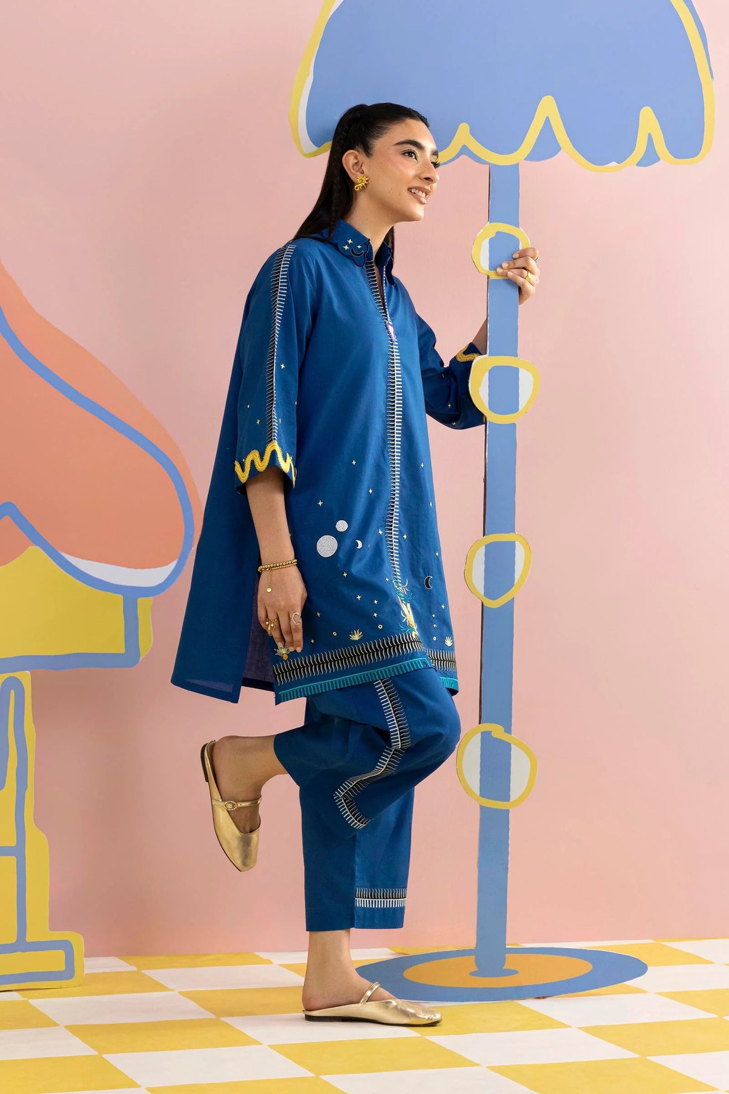New In '26 - Stitched Embroidered Lawn Shirt + Culotte | SS26ESE302P2T