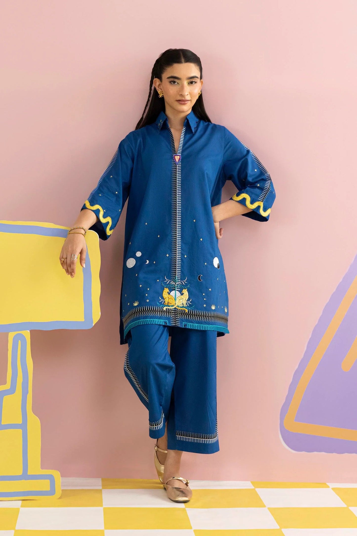 New In '26 - Stitched Embroidered Lawn Shirt + Culotte | SS26ESE302P2T
