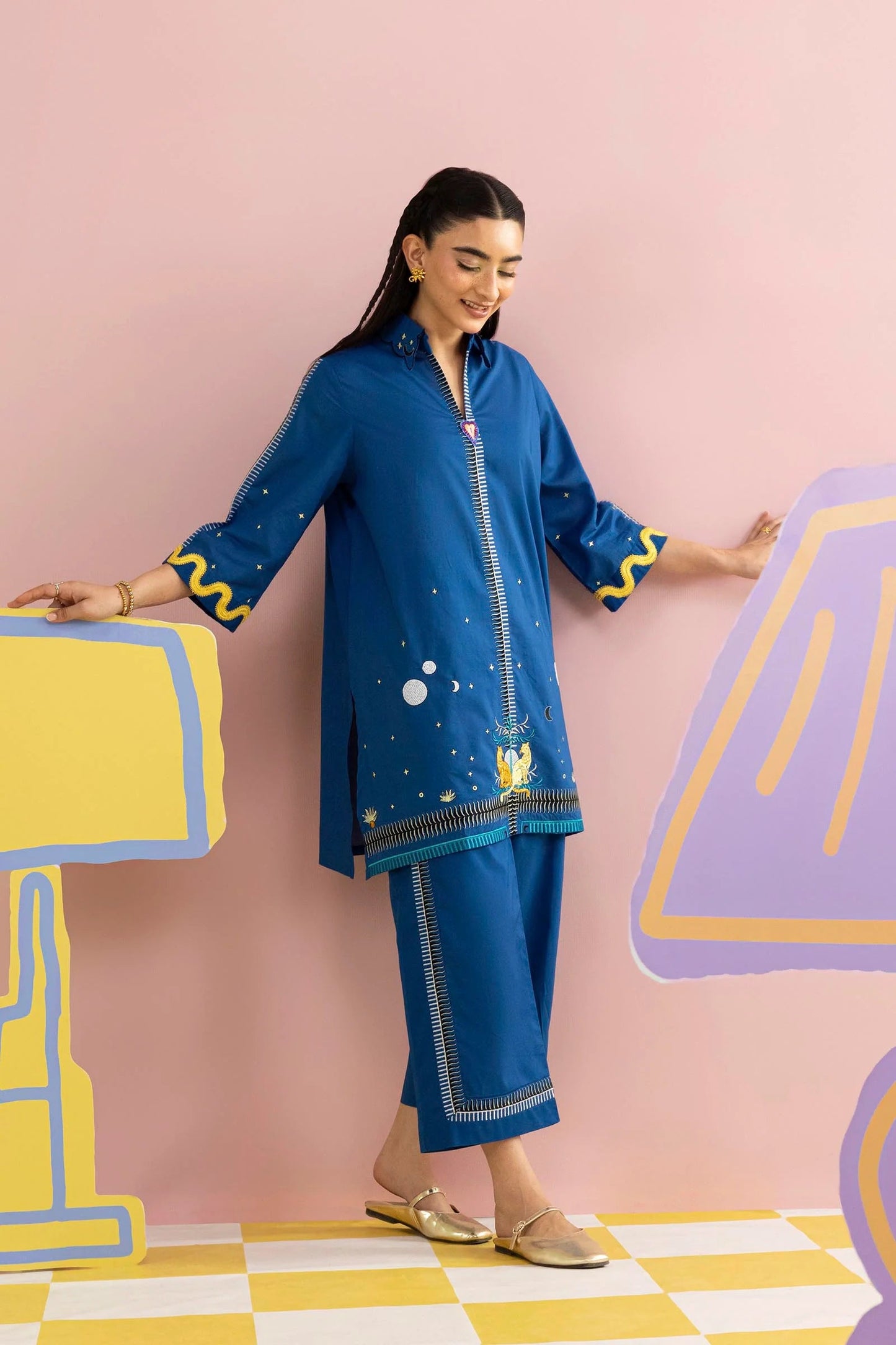 New In '26 - Stitched Embroidered Lawn Shirt + Culotte | SS26ESE302P2T