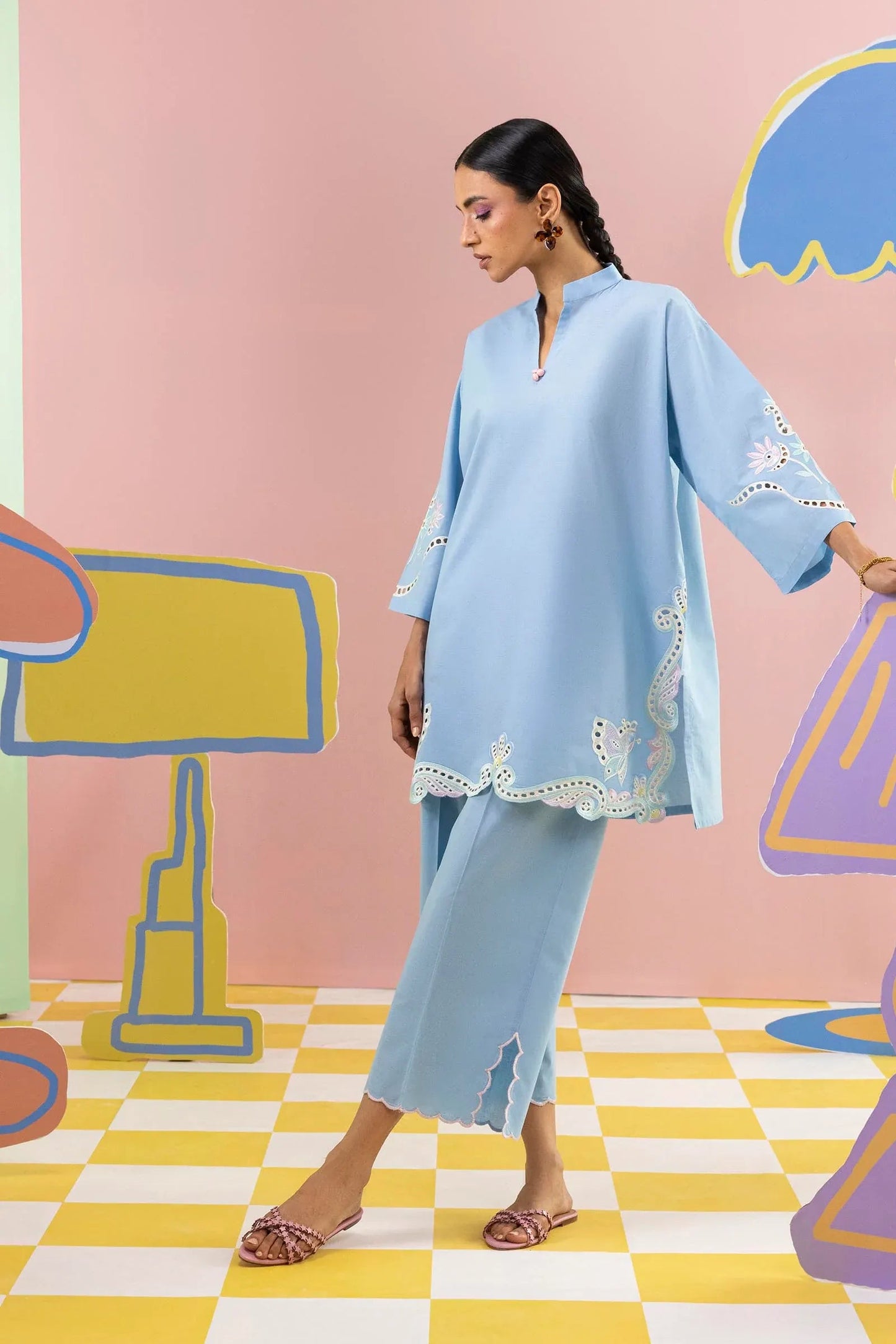 New In '26 - Stitched Embroidered Lawn Shirt+ Culotte | SS26ESE316P2T