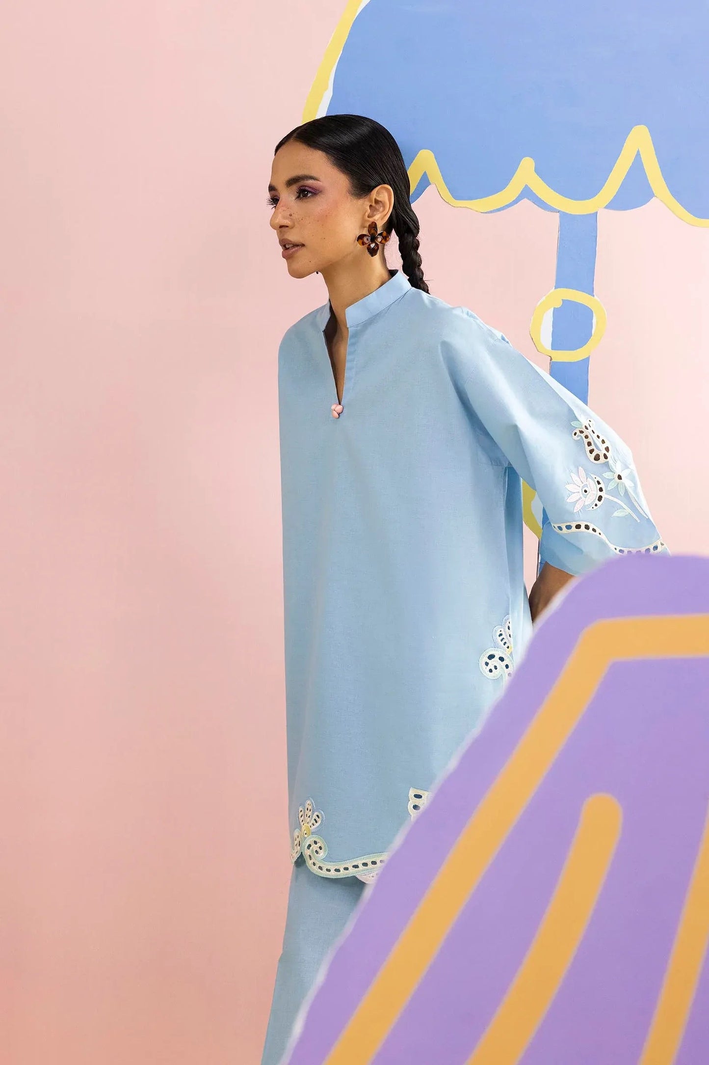 New In '26 - Stitched Embroidered Lawn Shirt+ Culotte | SS26ESE316P2T