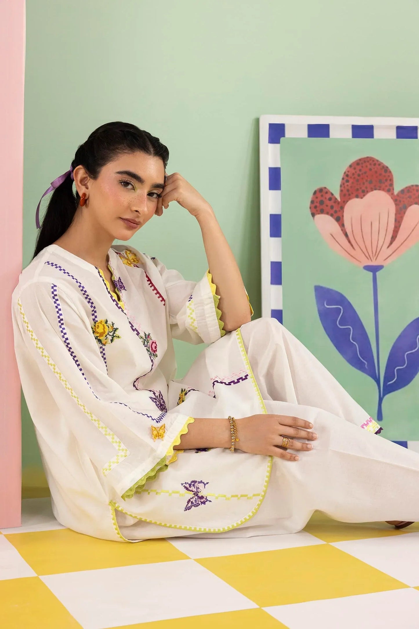 New In '26 - Stitched Embroidered Lawn Shirt+ Shalwar | SS26ESE323P2T