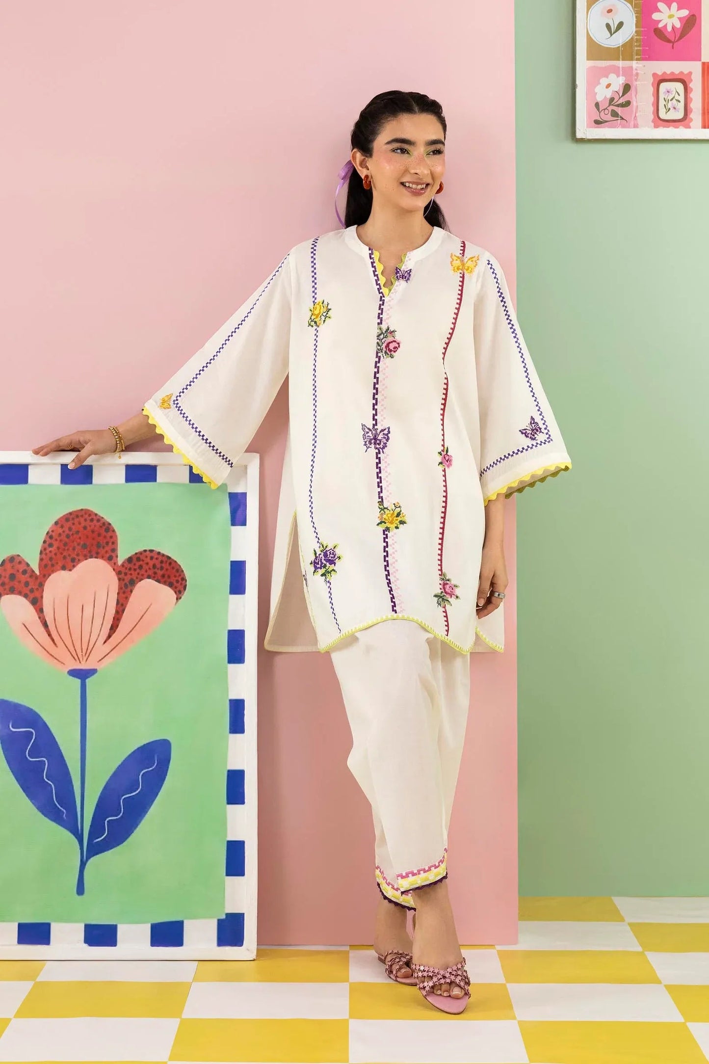 New In '26 - Stitched Embroidered Lawn Shirt+ Shalwar | SS26ESE323P2T
