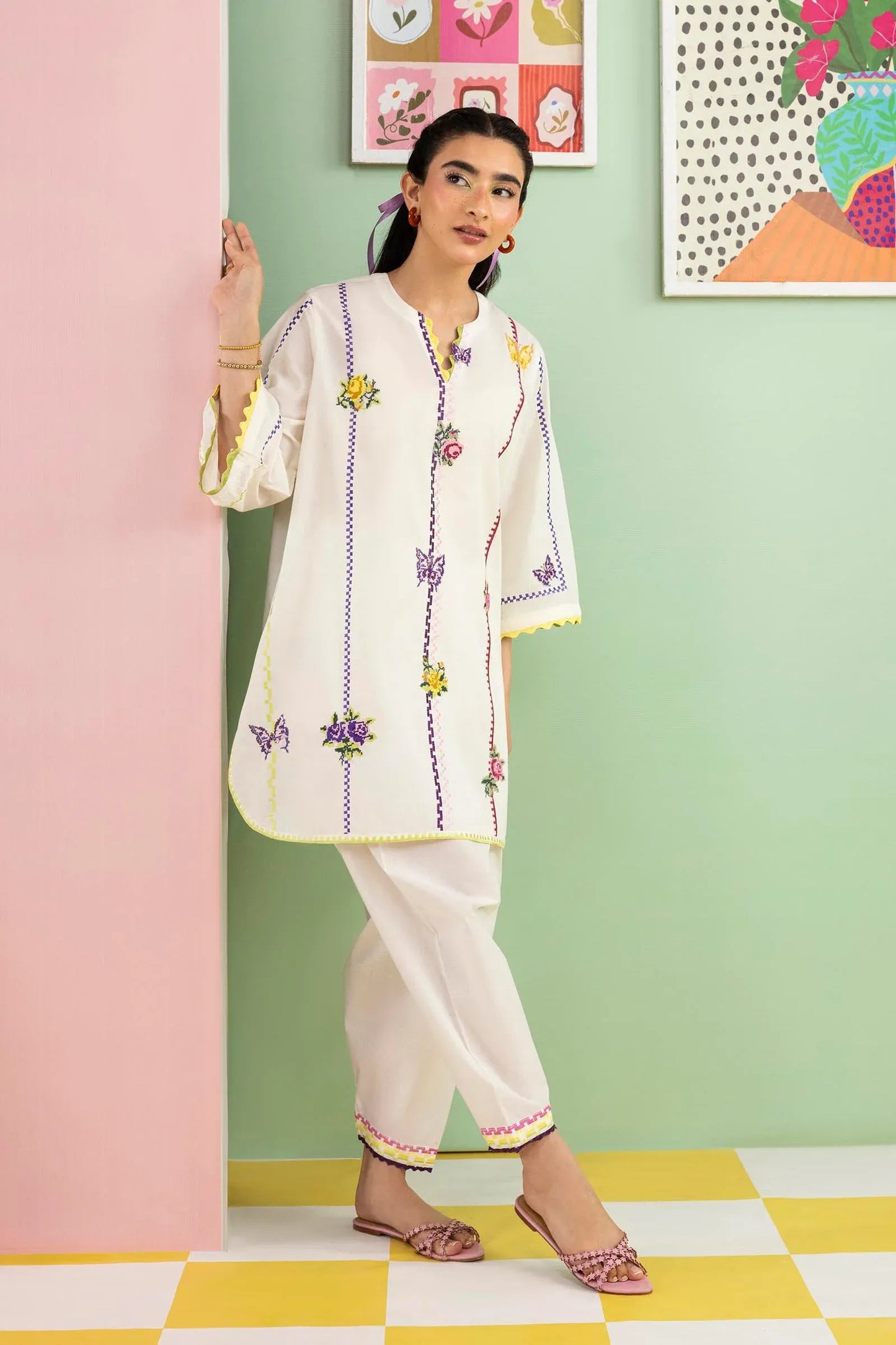 New In '26 - Stitched Embroidered Lawn Shirt+ Shalwar | SS26ESE323P2T
