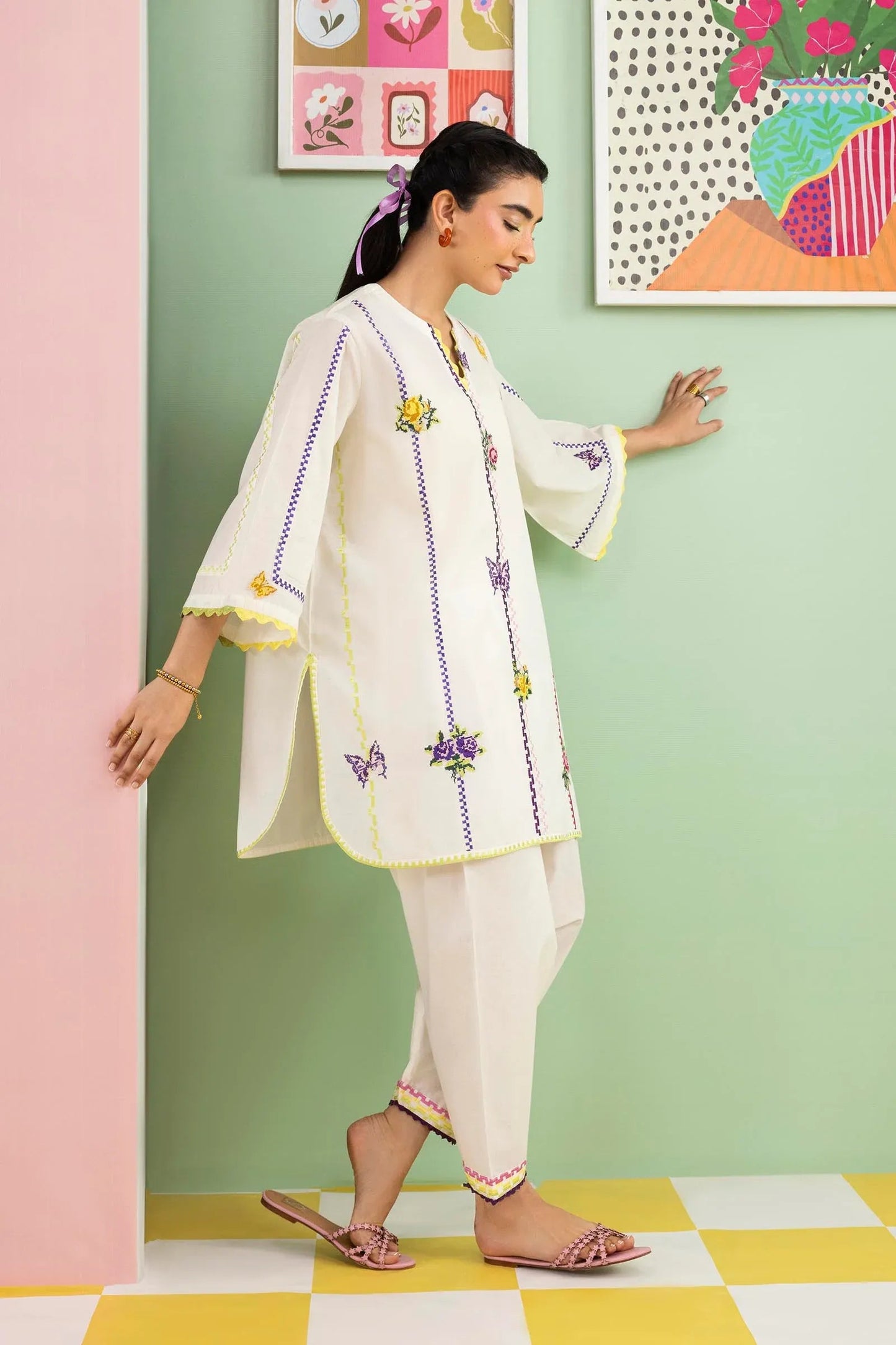 New In '26 - Stitched Embroidered Lawn Shirt+ Shalwar | SS26ESE323P2T