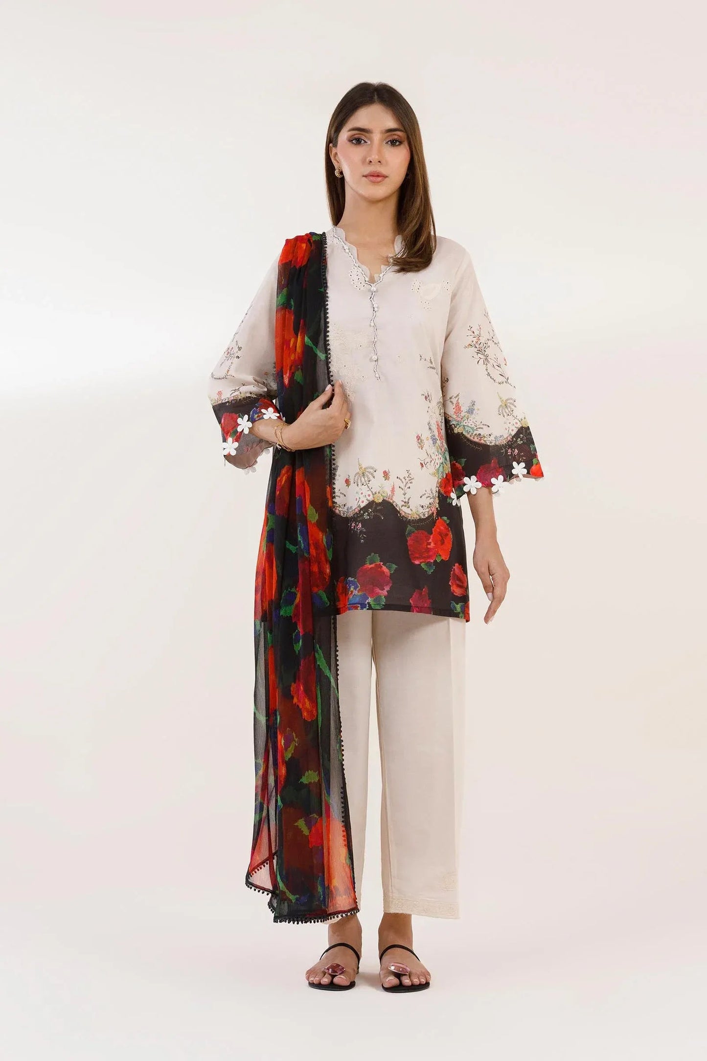 New In '26 - Stitched Embroidered Muzlin Suit | SS26MUZ120AP3