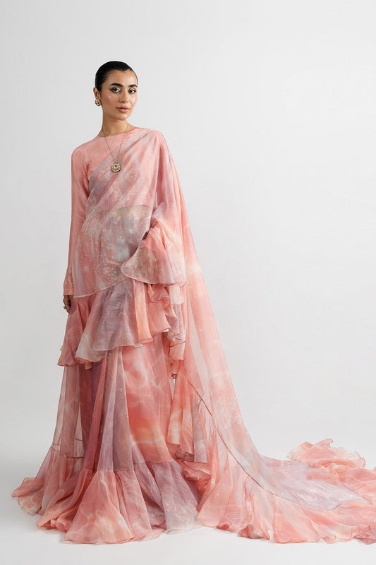 Passu Festive Edit '25 - Mirdaar Crop Top & Saree (2Pc)