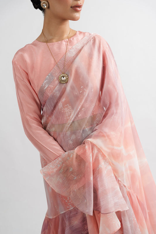 Passu Festive Edit '25 - Mirdaar Crop Top & Saree (2Pc)