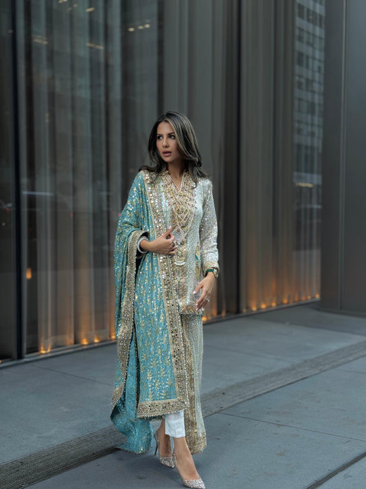 Powder blue champagne