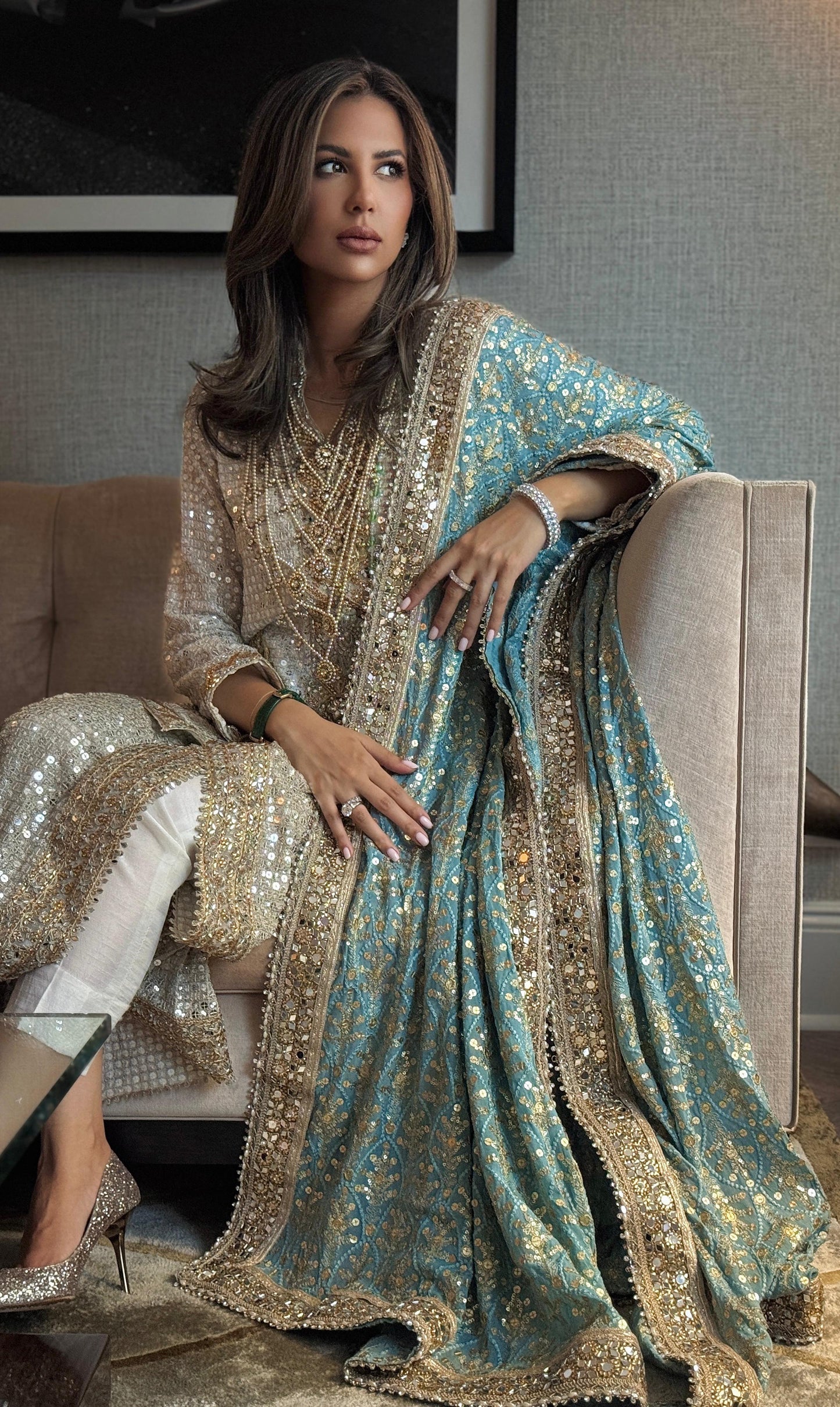 Powder blue champagne