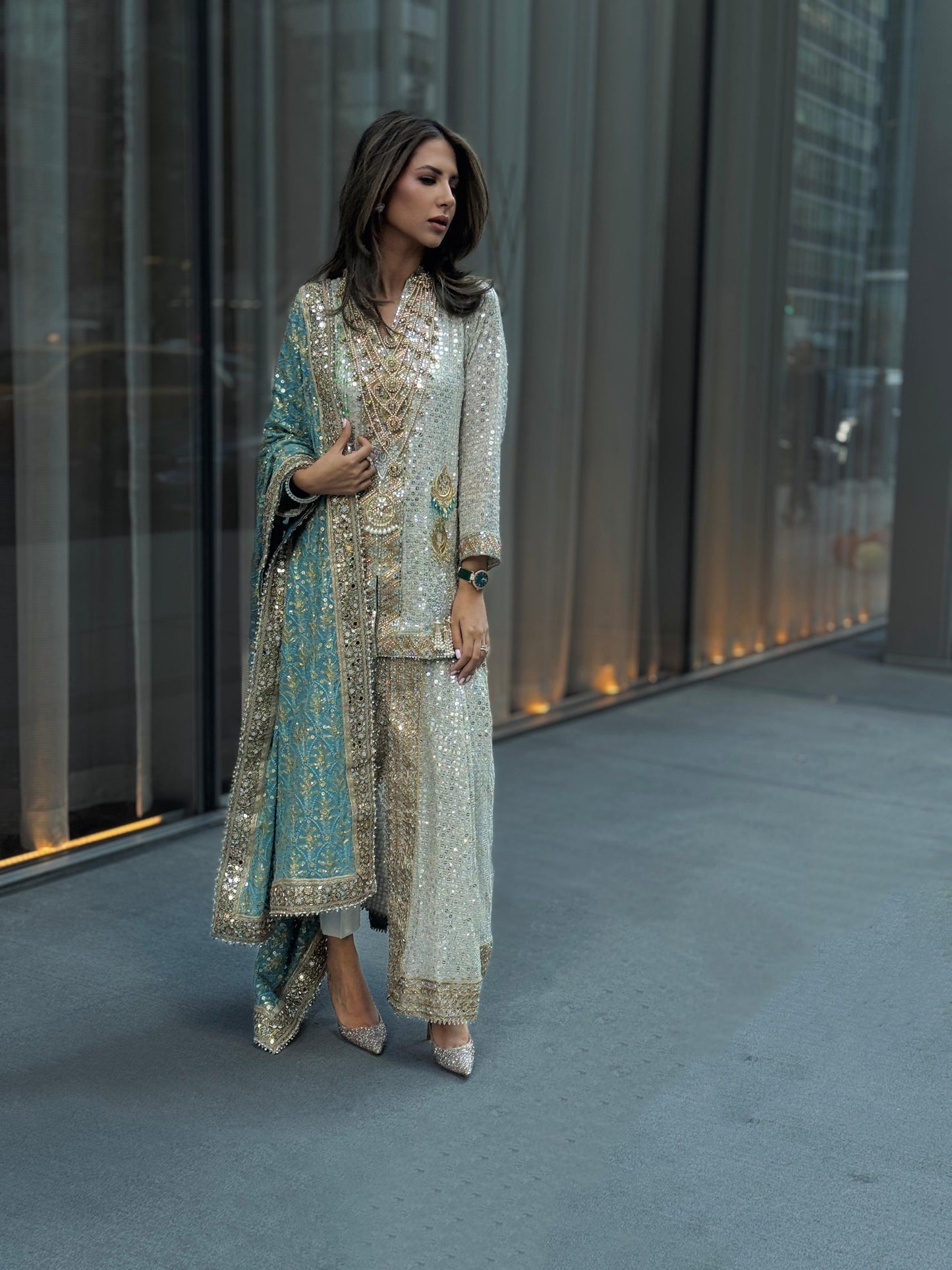 Powder blue champagne