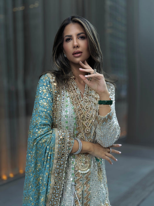 Powder blue champagne