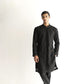 BLACK EMBOSSED, EMBROIDERED KURTA PAJAMA