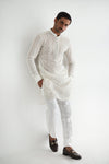 WHITE EMBROIDERED KURTA PAJAMA