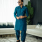 Teal Blue Mirror Embossed Kurta Shalwar