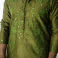Olive Green Mirror Embossed Kurta Shalwar