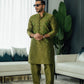 Olive Green Mirror Embossed Kurta Shalwar