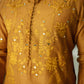 Mustard Mirror Embossed Kurta Pajama