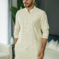 Ivory Mirror Embossed Kurta Pajama