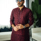 Maroon Mirror Embossed Kurta Shalwar