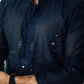 Navy Blue Mirror Embossed Kurta Shalwar