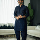 Navy Blue Mirror Embossed Kurta Shalwar
