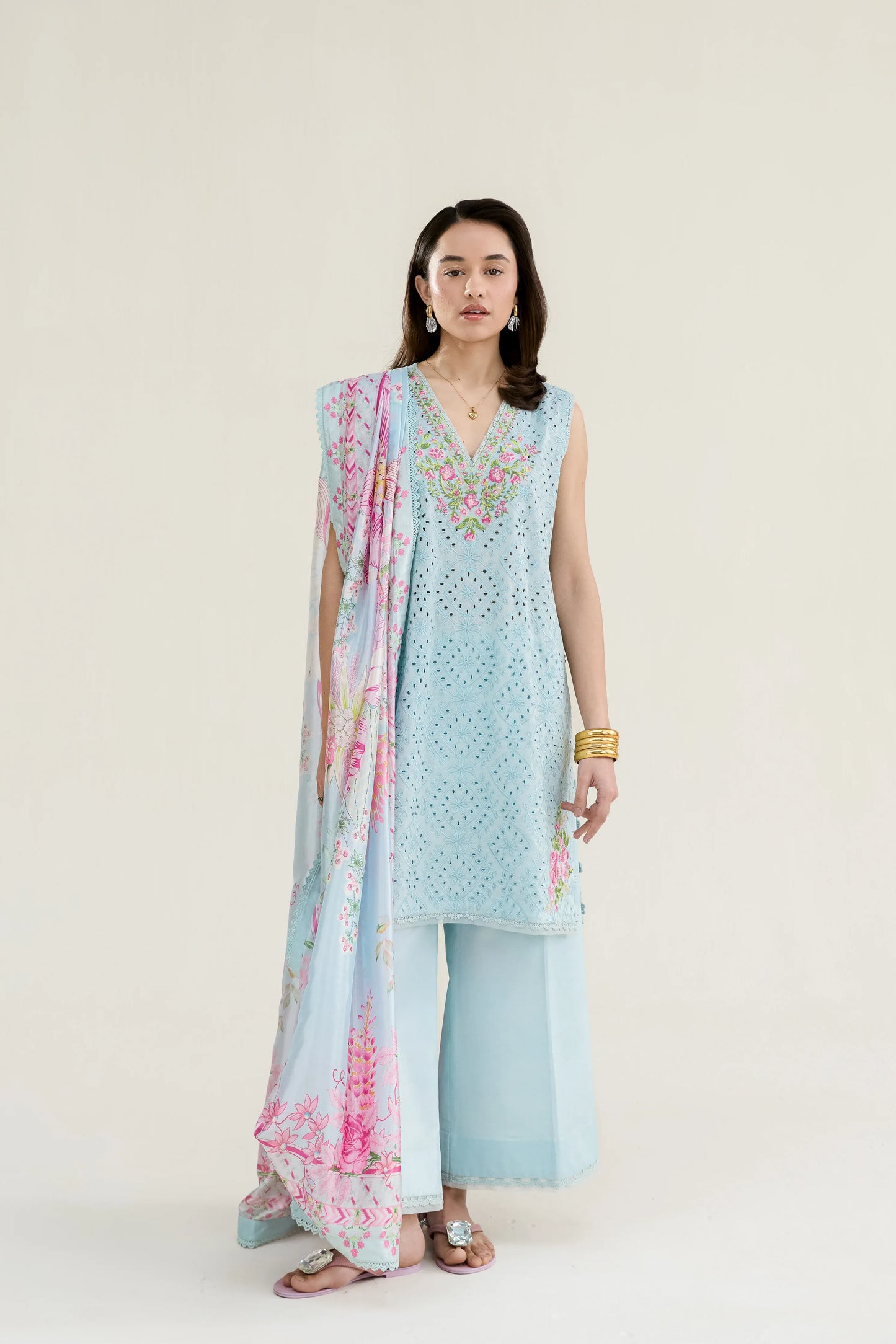 Ramadan Ready to Wear '26 - ICE BLUE LUXURY EMBROIDERED LAWN 3PCS SET (NPA3-26404)