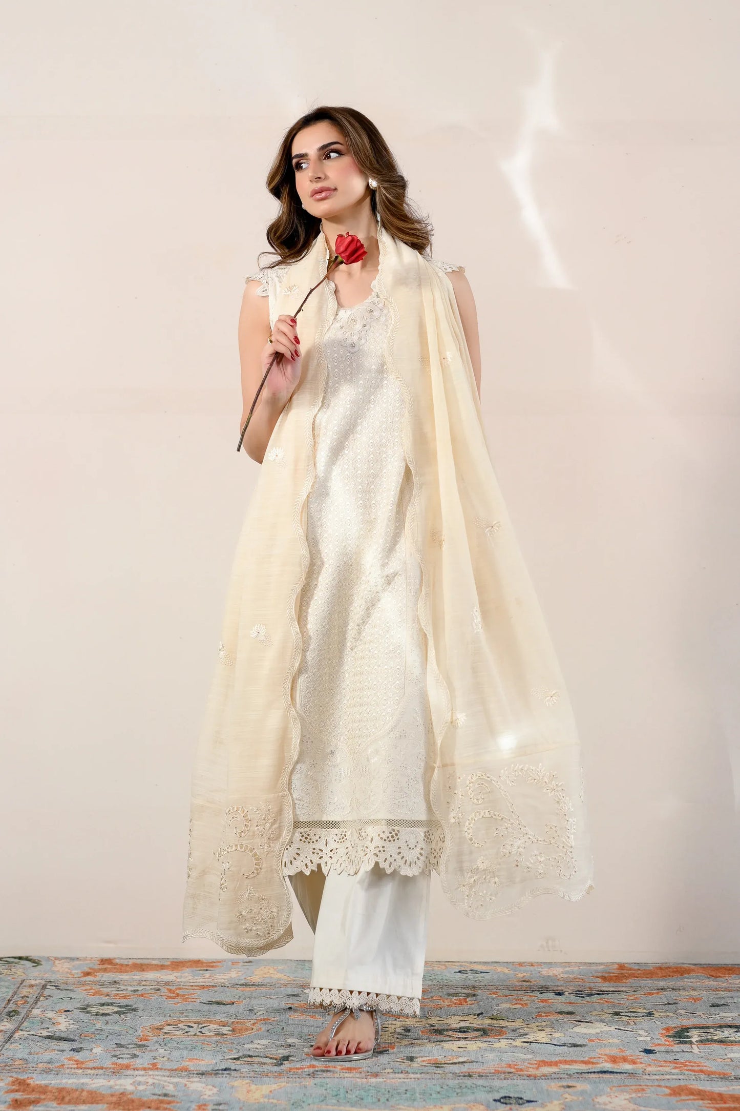 Ready To Wear SS '26 - IVORY LUXURY EMBROIDERED LAWN 3PCS SET | NPA3-26417